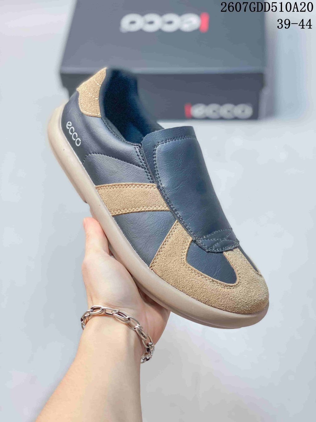 ECCO Women’s Sneakers Navy and Tan 2607GDD510A20