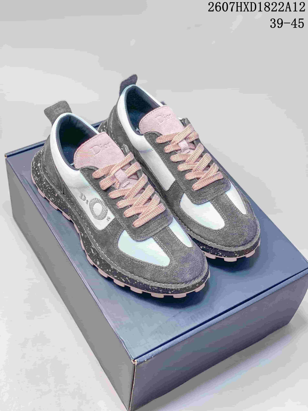 Dior Squash Suede Sneakers Gray White Pink 2607HXD1822A12