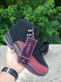 Air Jordan 12 High-Top Sneakers in Black and Burgundy