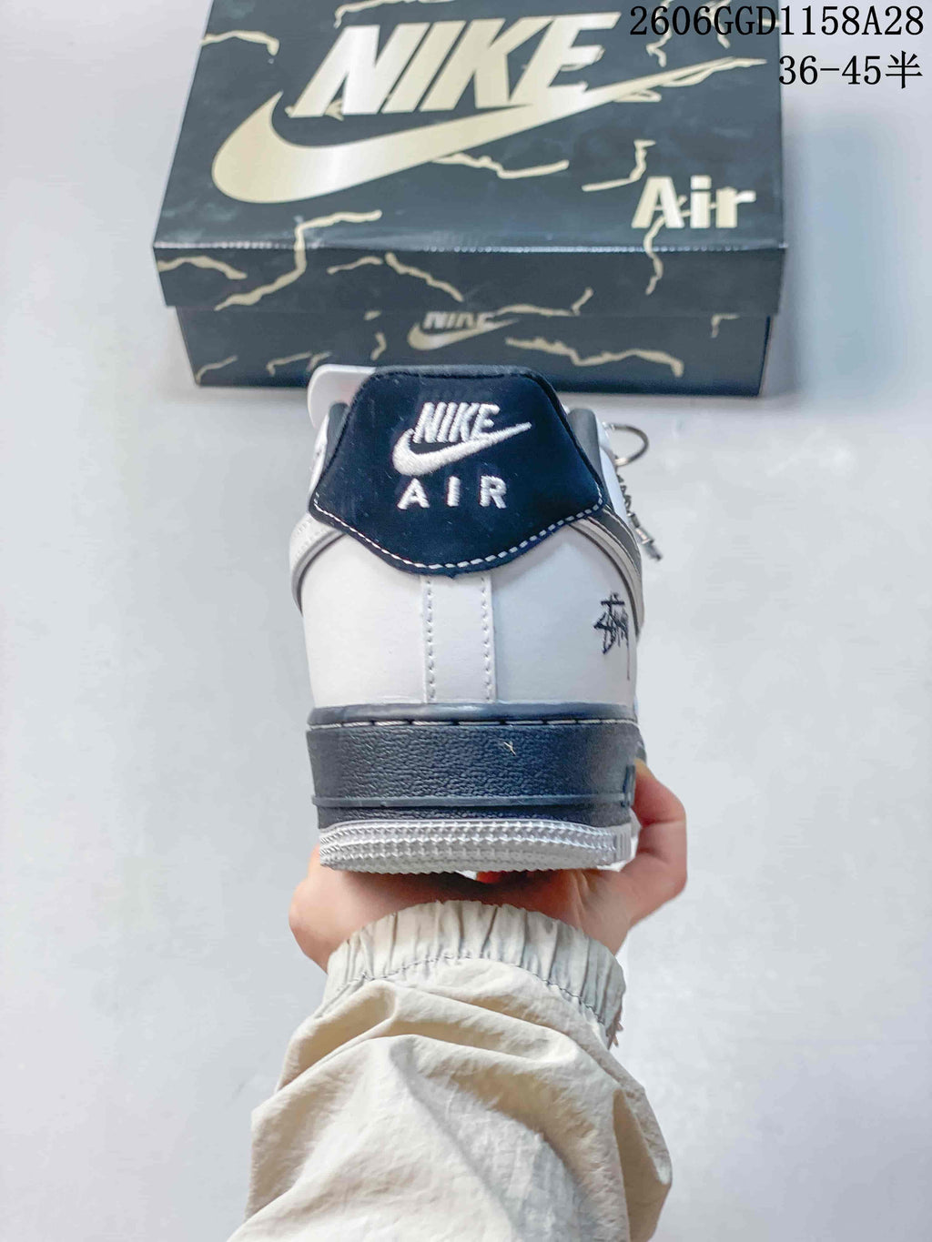 Nike Air Force 1 Low Stüssy-Style Black and White Sneakers