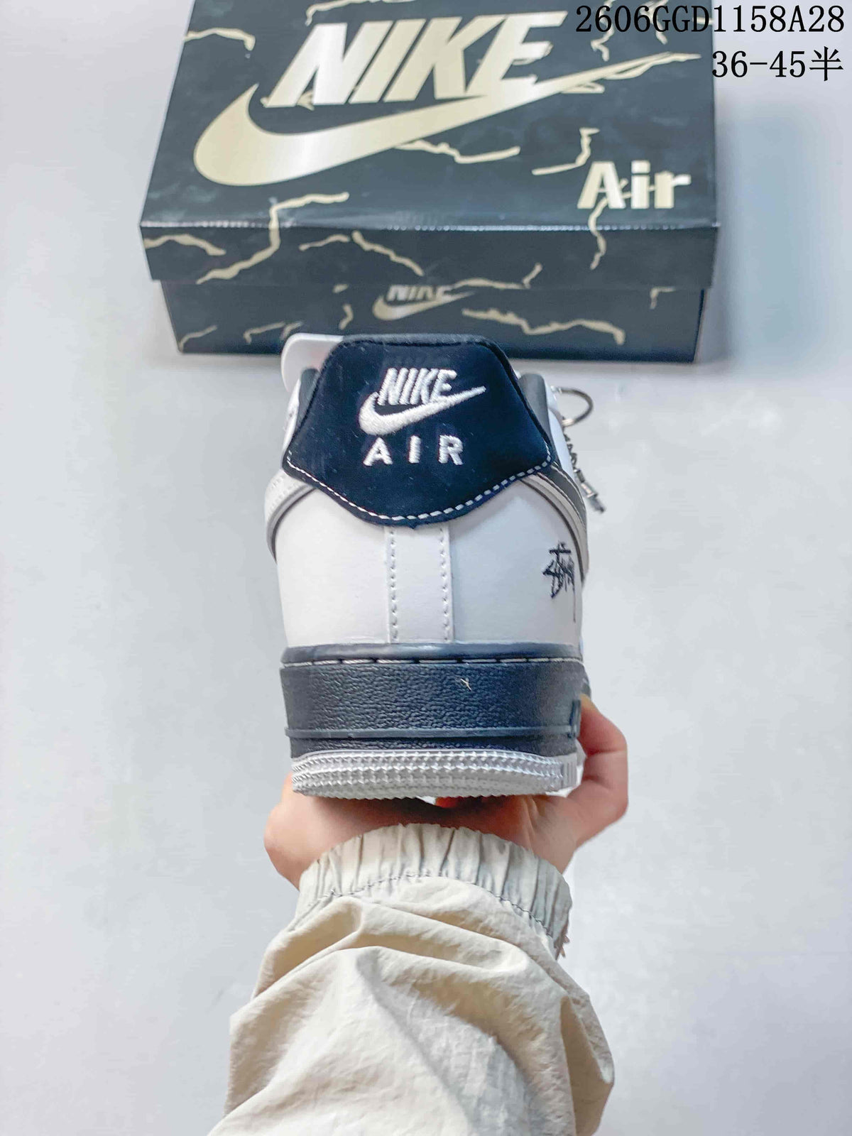 Nike Air Force 1 Low Stüssy-Style Black and White Sneakers