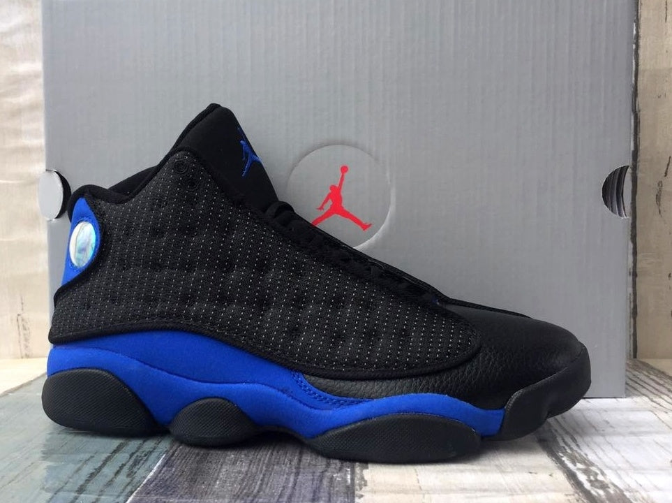 Jordan 13 Black and Royal Blue Sneakers