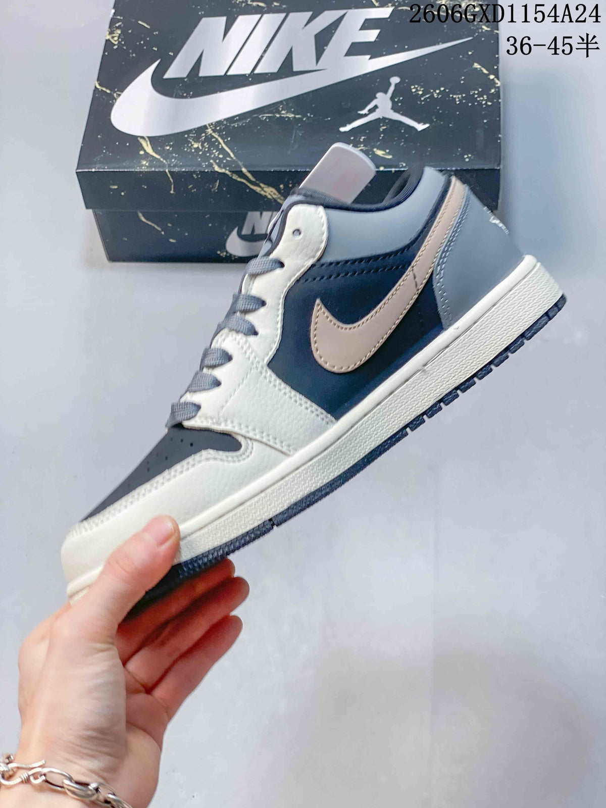 Jordan 1 Low Graffiti Sneakers in Gray and Cream