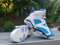 Jordan 6 High-Top Sneakers in White, Blue and Navy