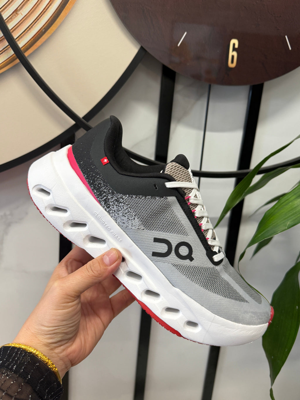 On Cloudsurfer Running Shoes – Gray, Black & Red