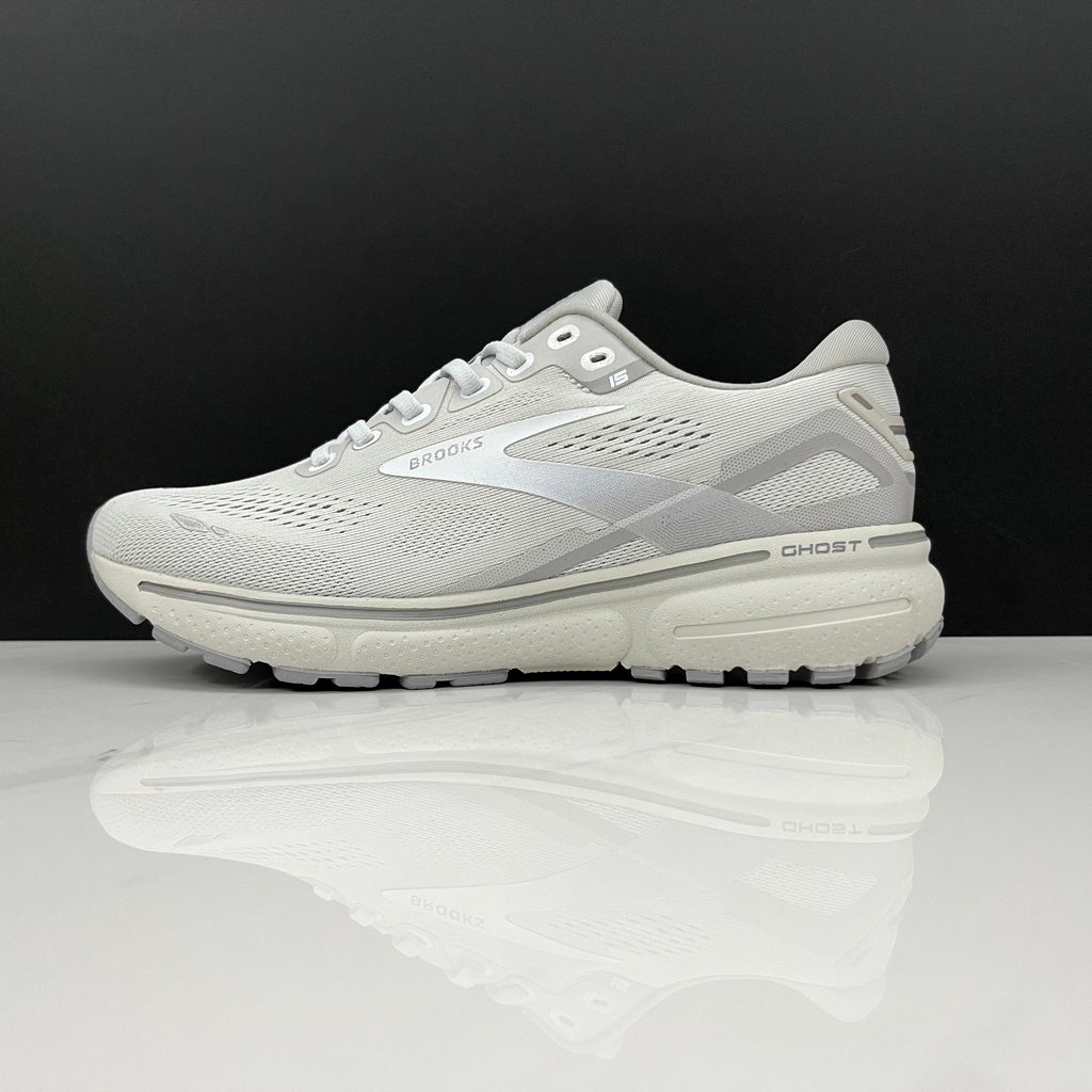 Brooks Ghost 15 Running Shoes in White and Grey
