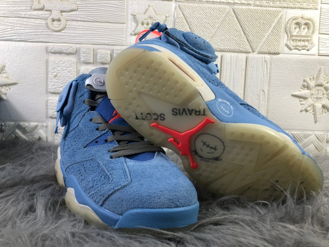 Jordan 6 Travis Scott Blue High-Top Sneakers