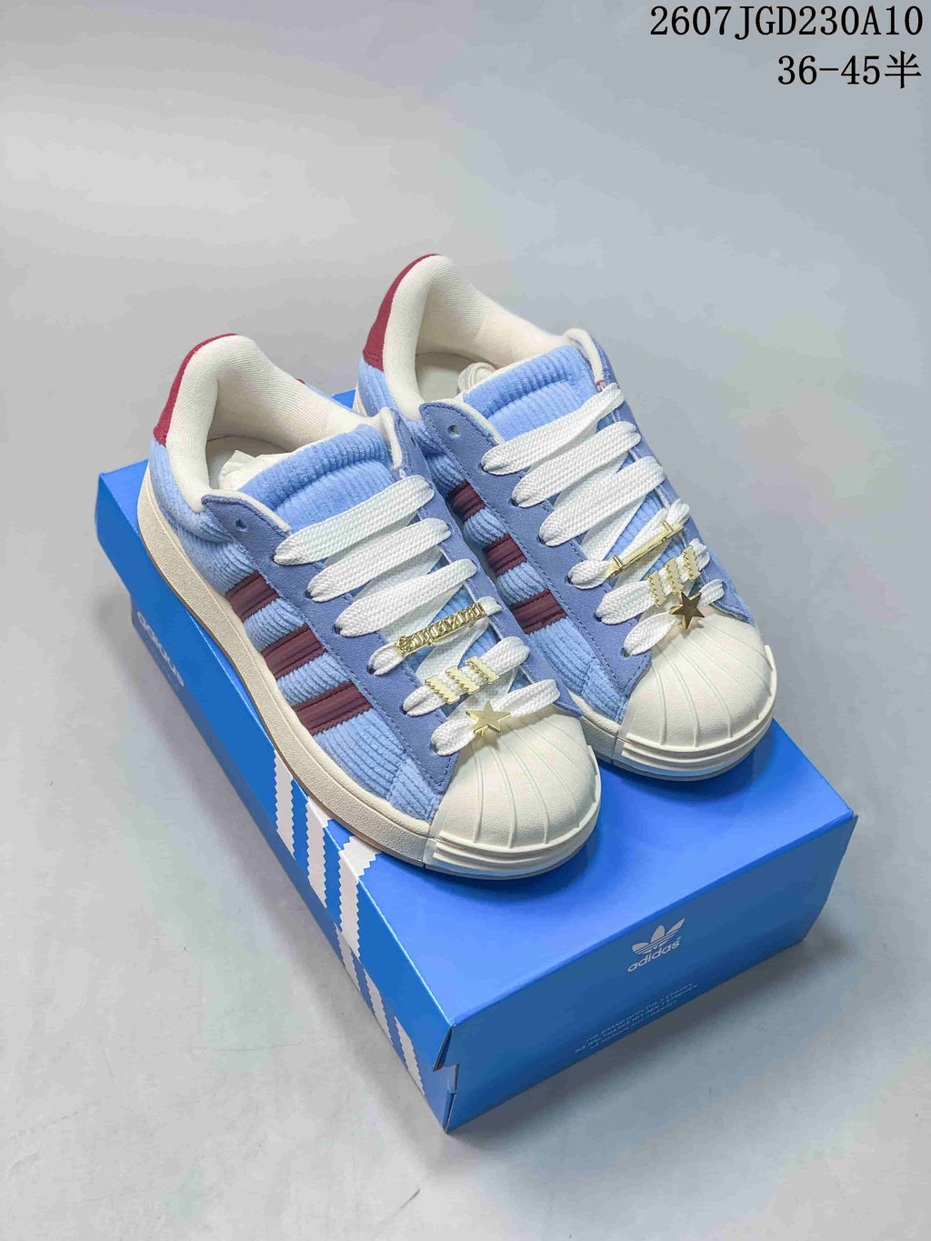 Adidas Superstar II Sneakers Blue and Burgundy