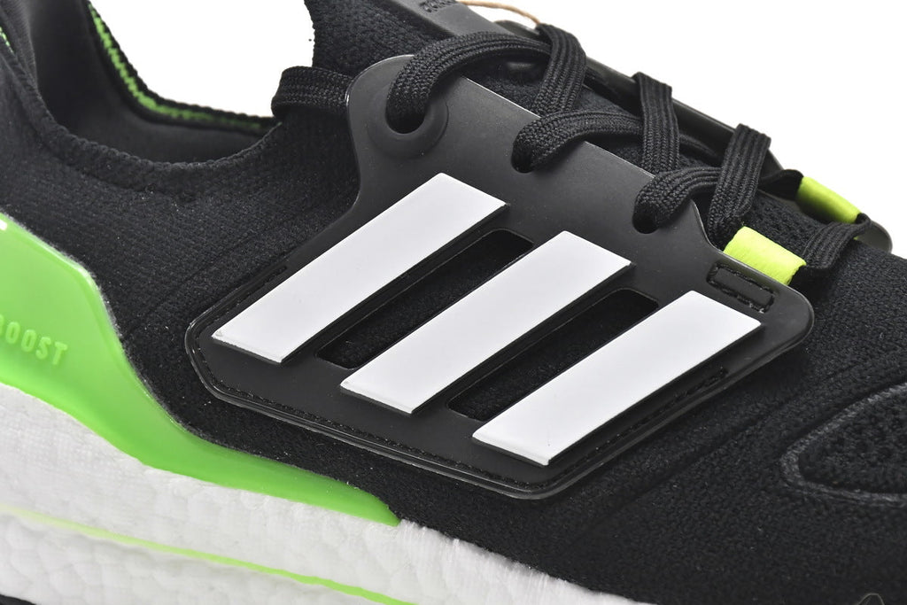 adidas UltraBoost 22 Black Solar Green Running Shoes GX6640