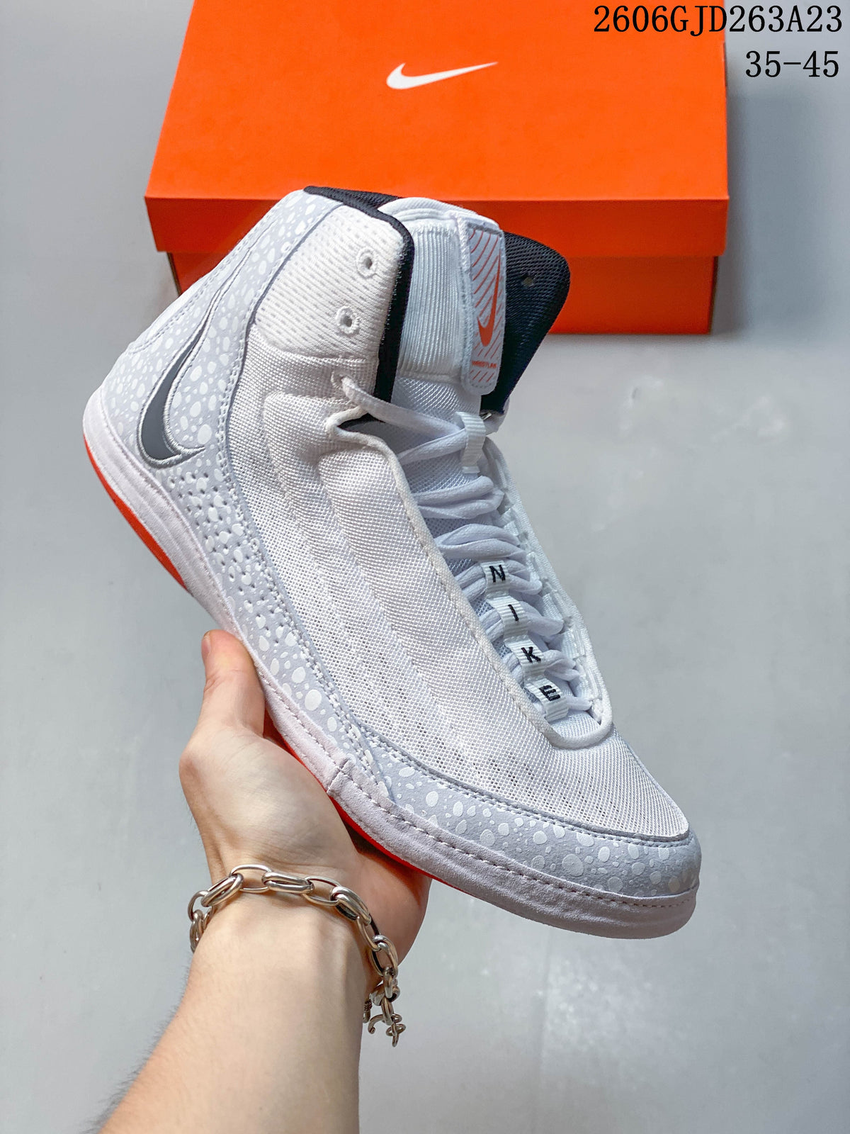 Nike Inflict 4 Wrestling Shoes White and Grey