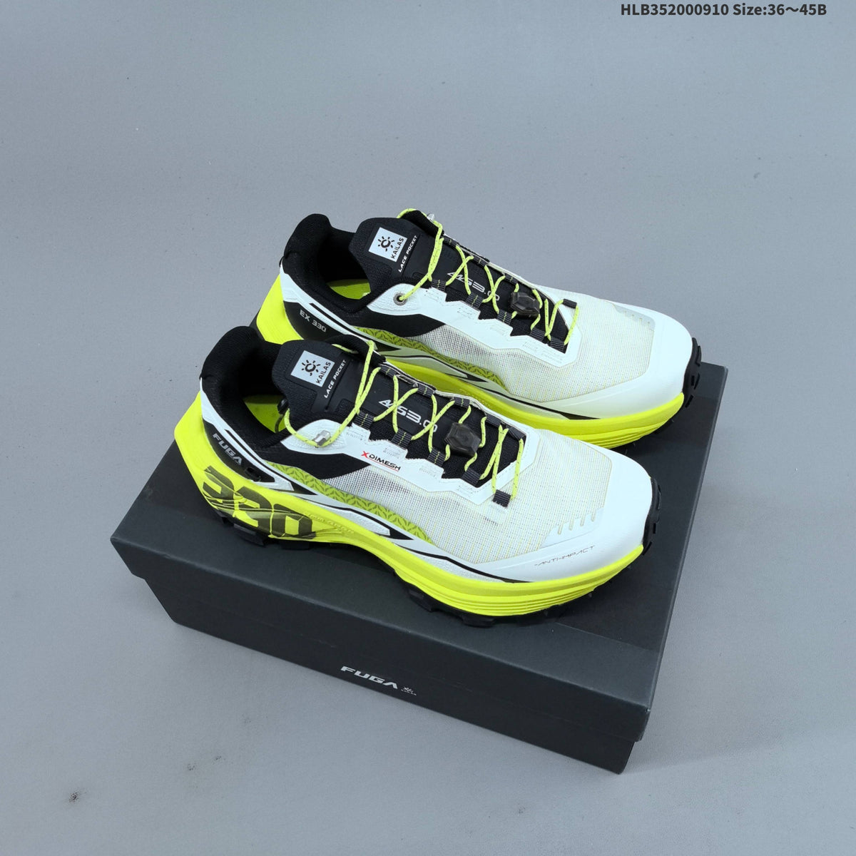 Kailas FUGA EX330 Trail Running Shoes, White and Neon Yellow