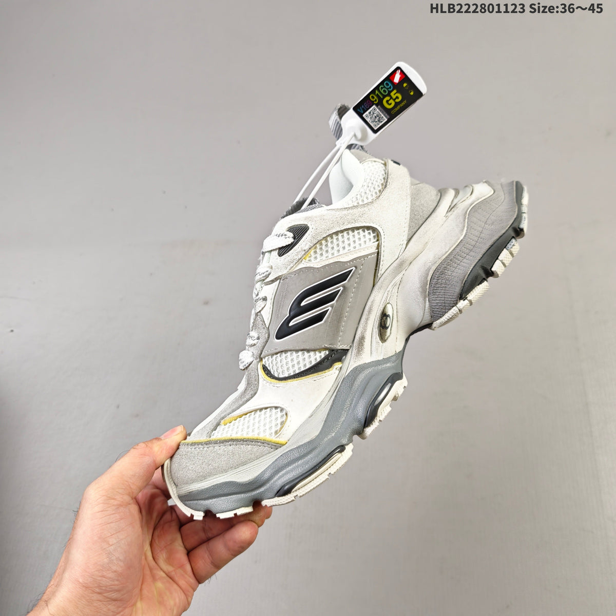 Balenciaga Monday Low-Top Sneakers in White, Gray and Yellow