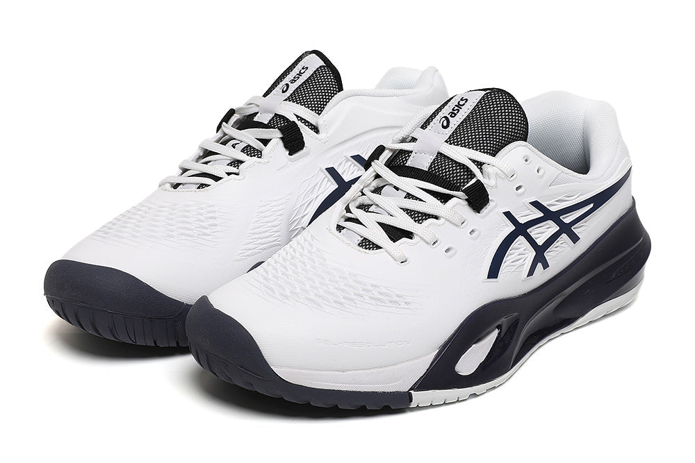 ASICS Gel-Resolution White and Navy Tennis Shoes