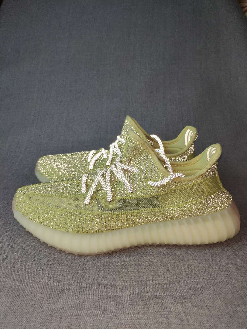 Yeezy 350 V2 Knit Sneakers in Olive Green and Cream