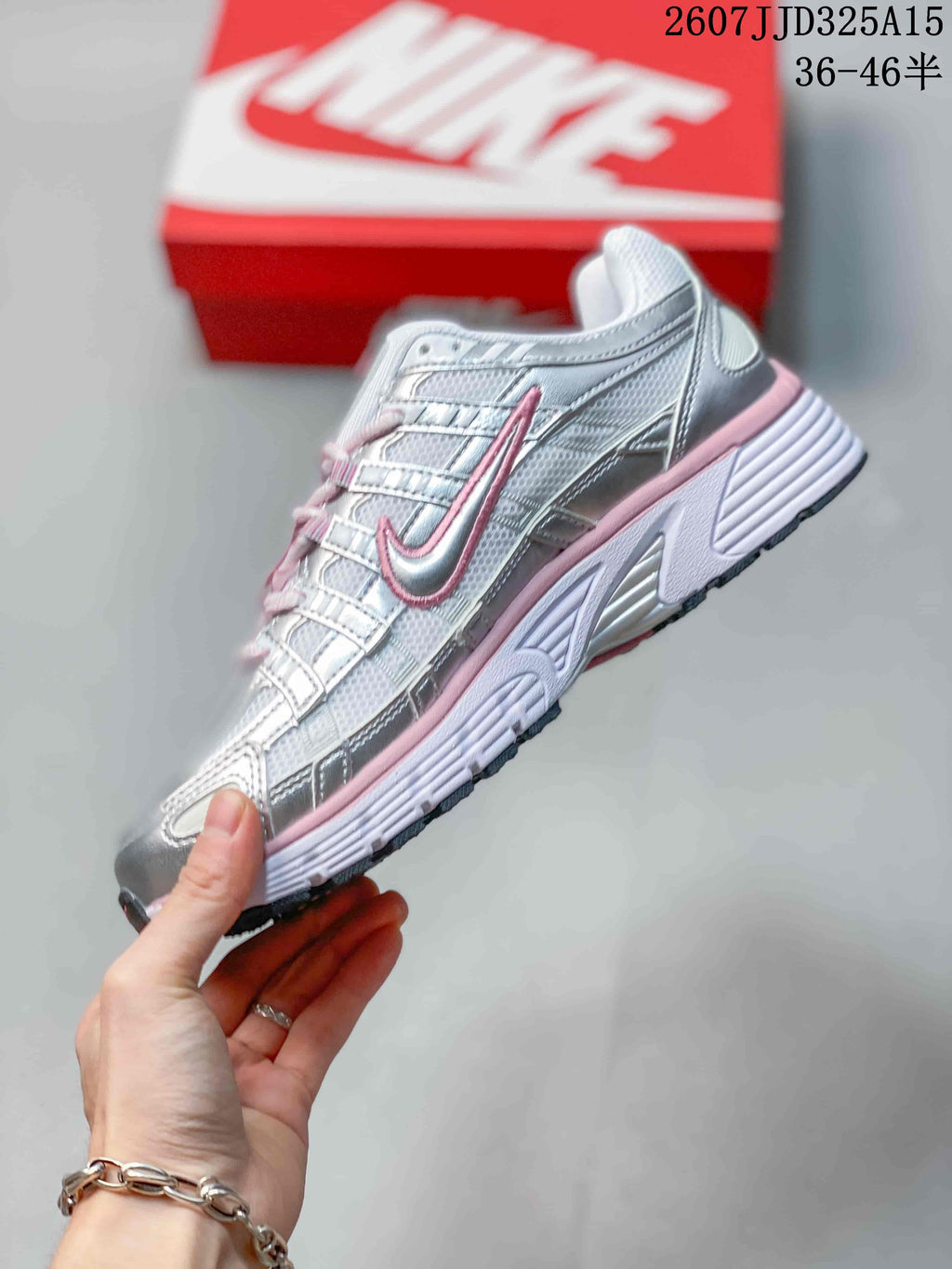 Nike P-6000 Running Sneakers Silver Pink 2607JJD325A15