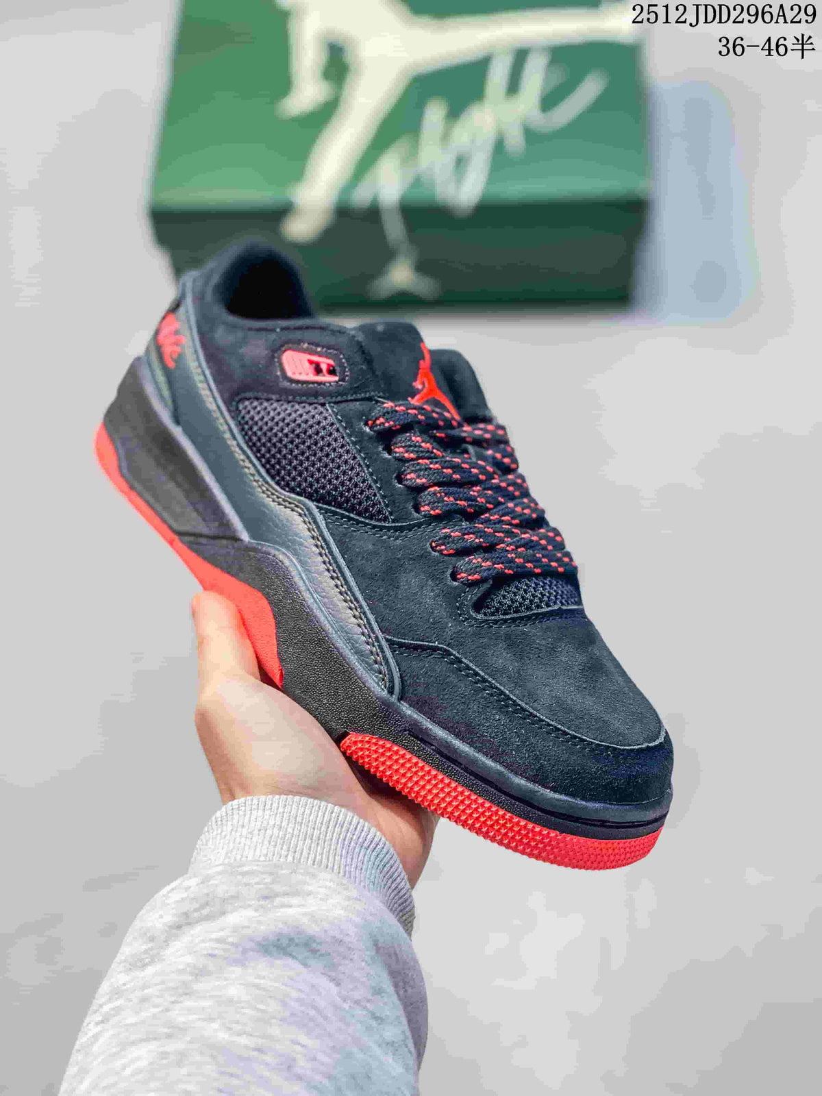 Jordan Flight Court AJ4 Retro Sneakers Black Red 2512JDD296A29