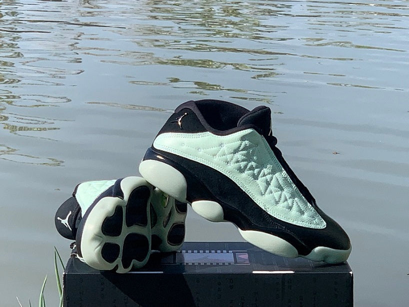 Air Jordan 13 Low Singles Day Black and Mint Sneakers