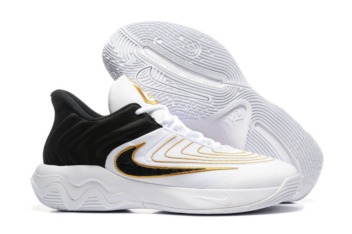 Nike Zoom Freak 5 Basketball Shoes White Black Gold