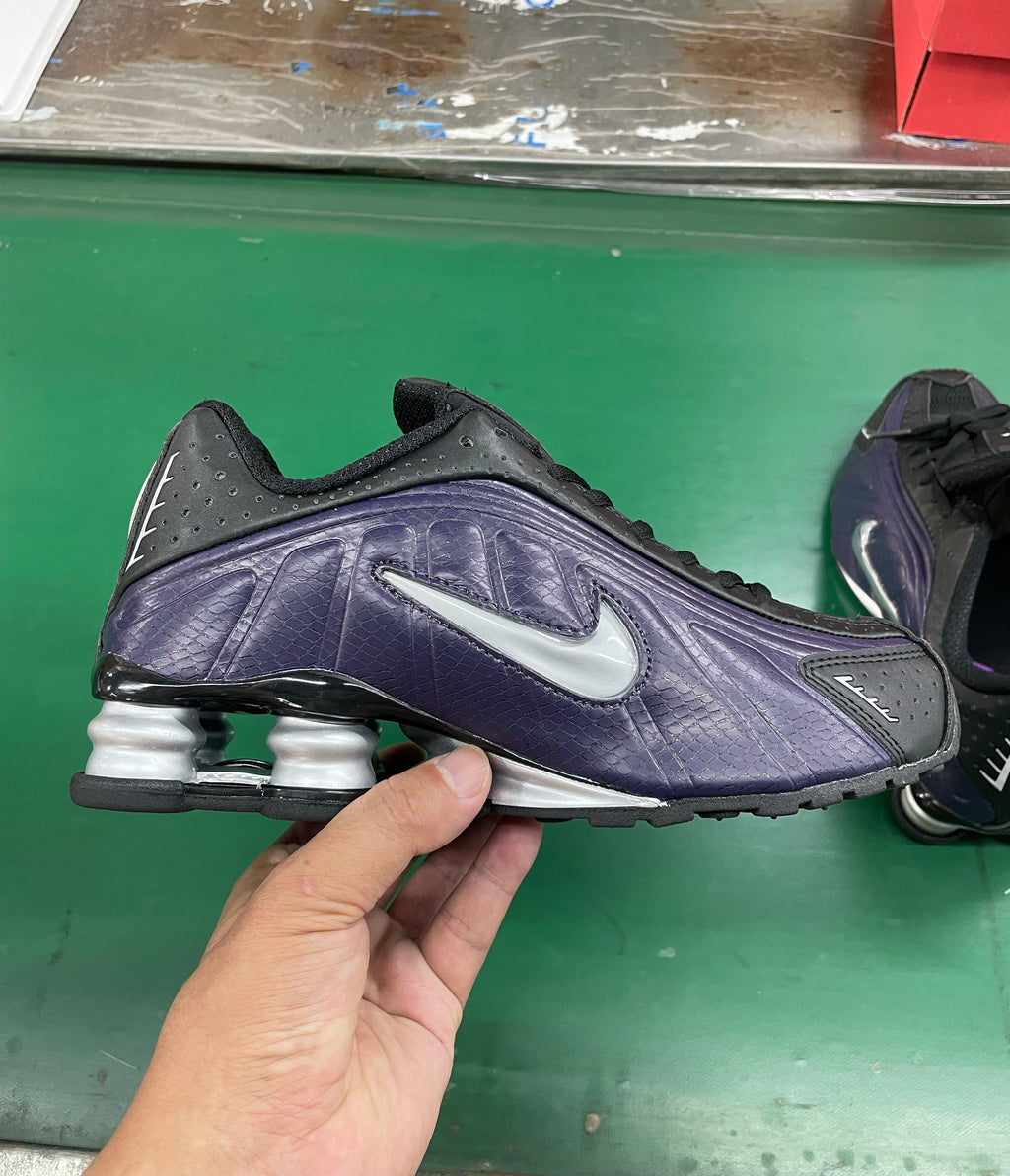 Nike Shox R4 Black and Purple Silver Sneakers