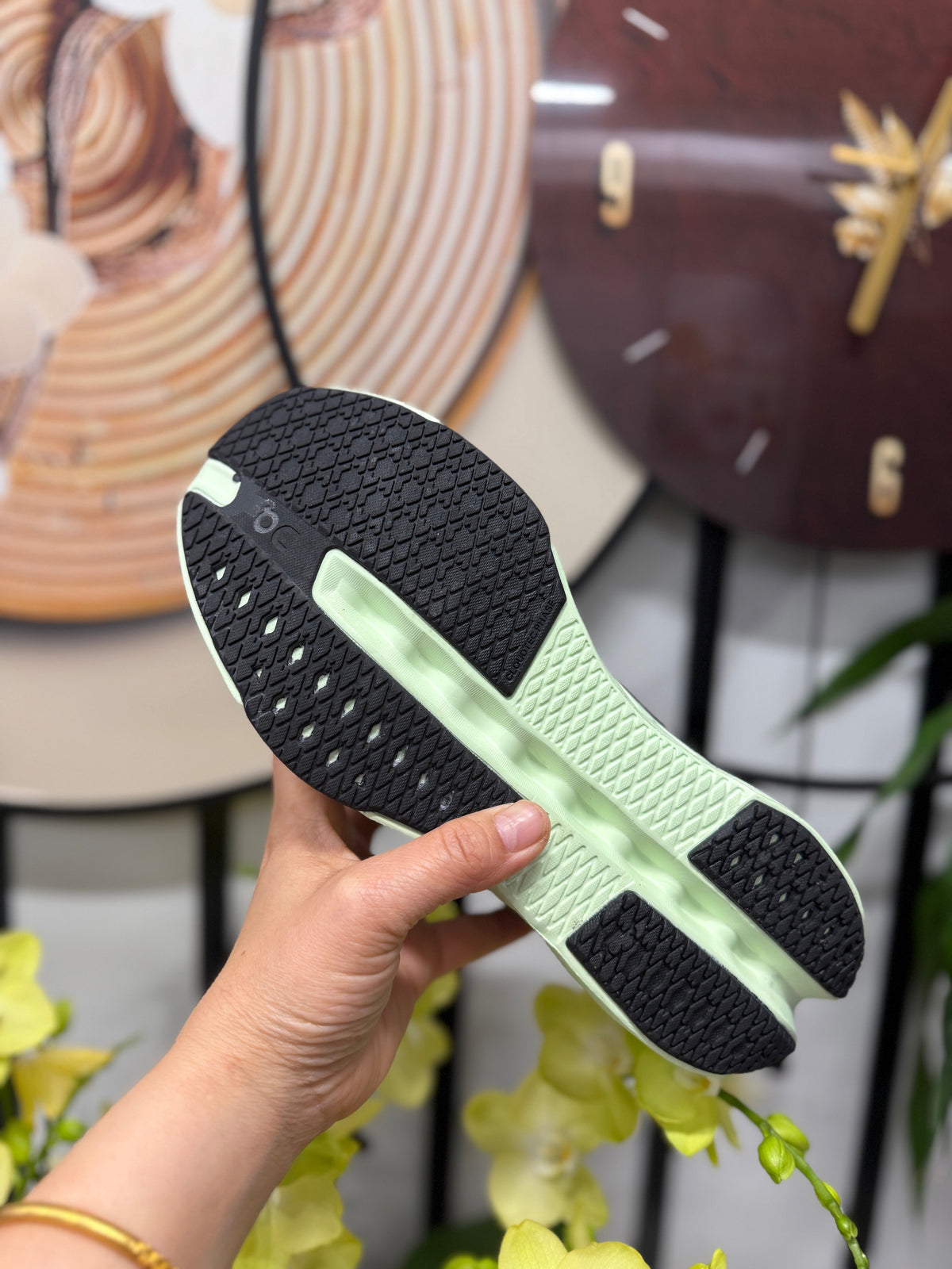 On Cloudsurfer Running Shoes, Black and Pale Green