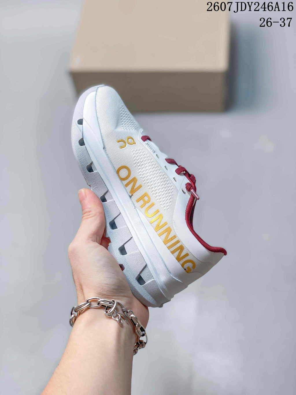 On Cloudstratus 3 Kids' Running Shoes White Burgundy Yellow