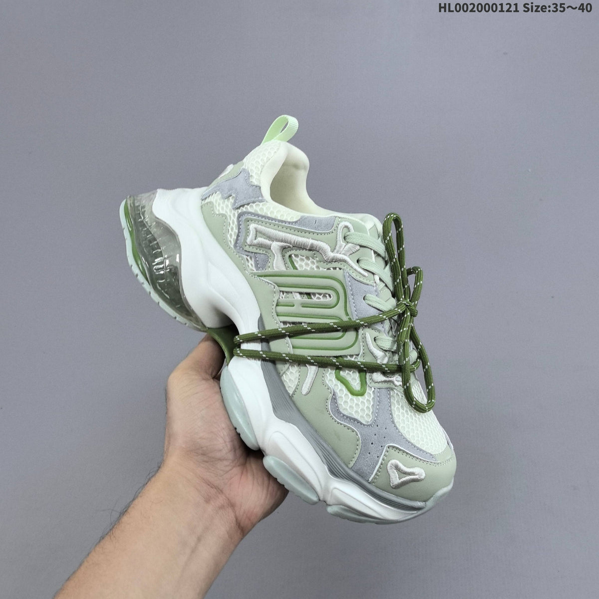 GGCC Low-Top Chunky Sneakers in Green and White