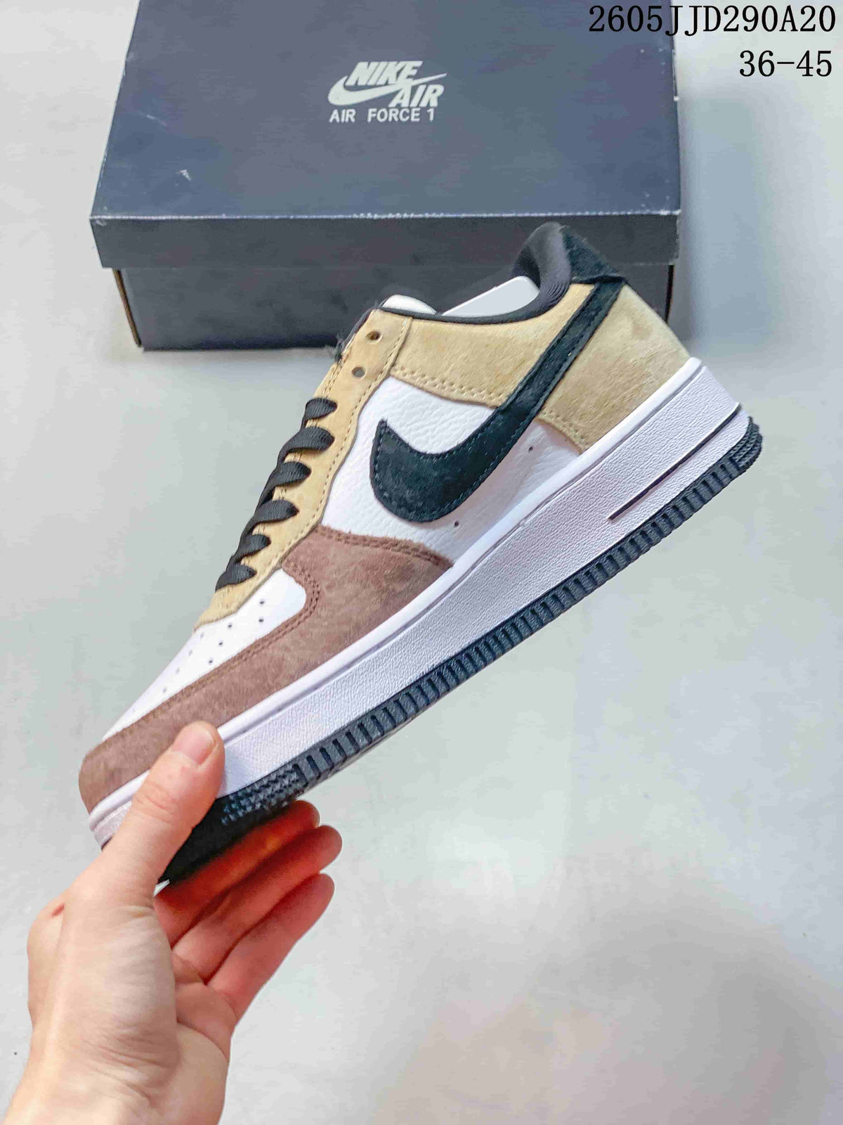 Nike WMNS Air Force 1 Shadow Sneakers Tan White Black