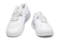 ASICS White and Silver Court Sneakers with Pale Blue Midsole