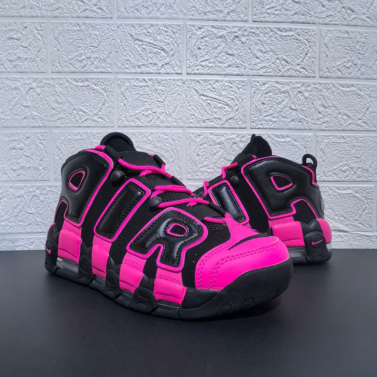 Nike Air More Uptempo Black and Pink Sneakers