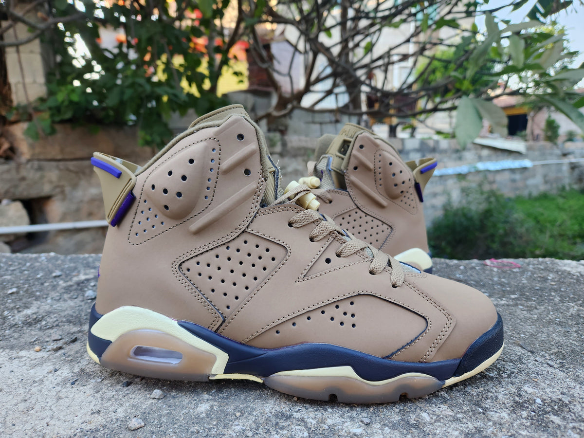 Air Jordan 6 High-Top Sneakers in Brown and Purple