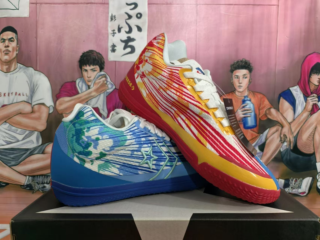 Converse Basketball Shoes in Red and Blue Mismatched Colors