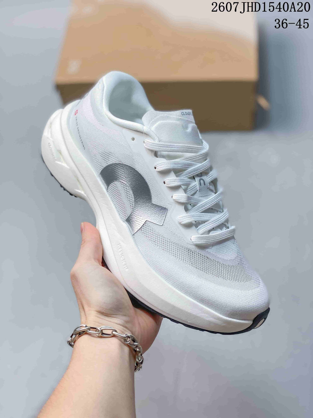 On Cloudmonster 3 Hyper White Gray Running Sneakers
