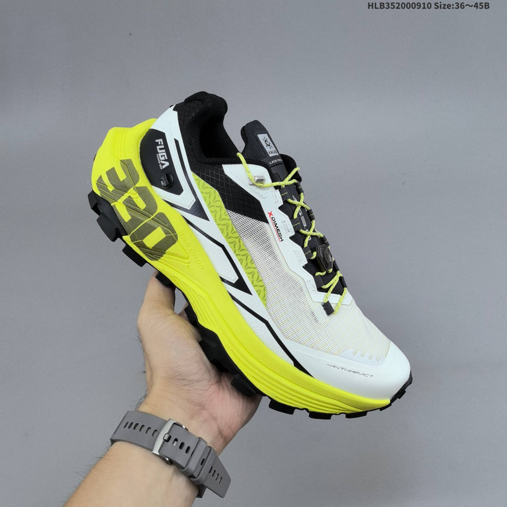 Kailas FUGA EX330 Trail Running Shoes, White and Neon Yellow