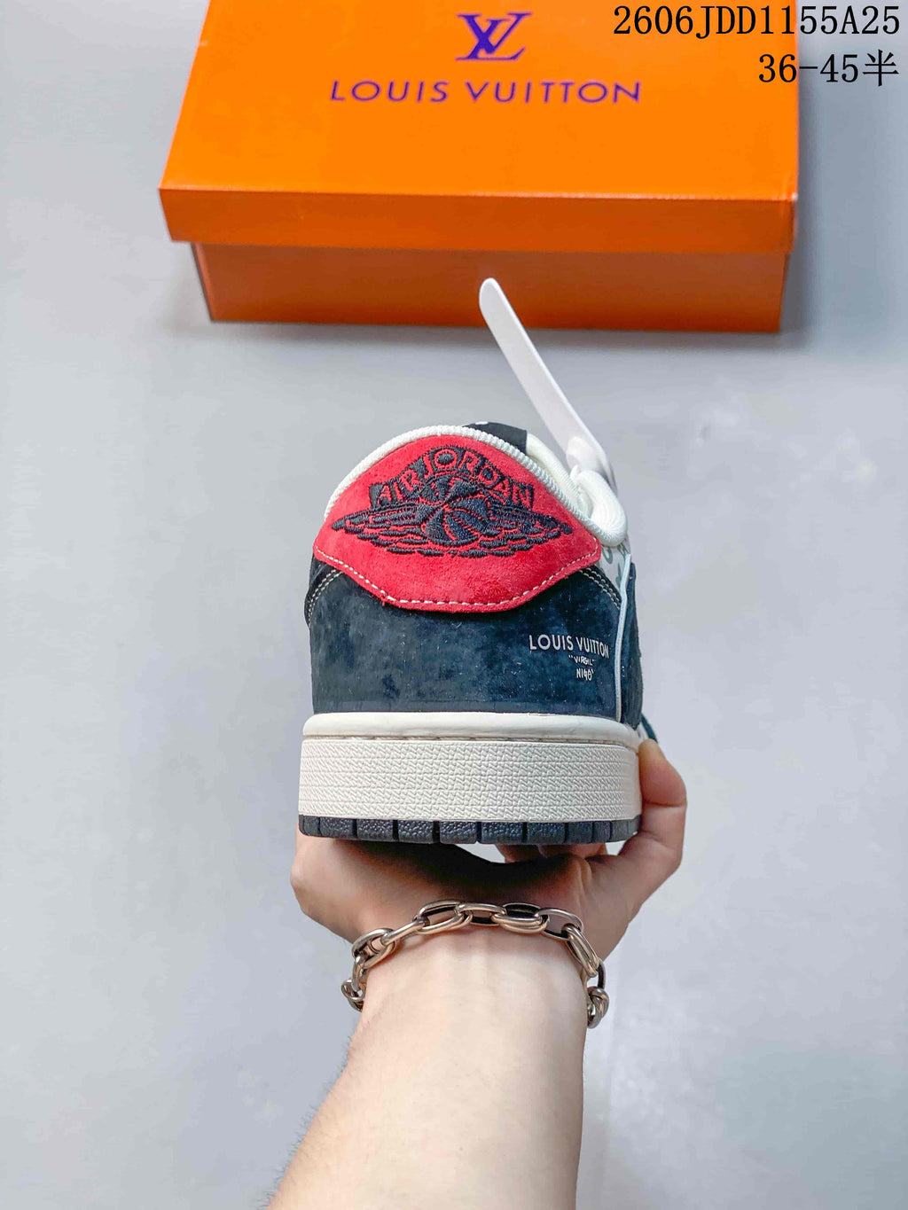Jordan 1 Low Style Sneakers Navy White Red 2606JDD1155A25