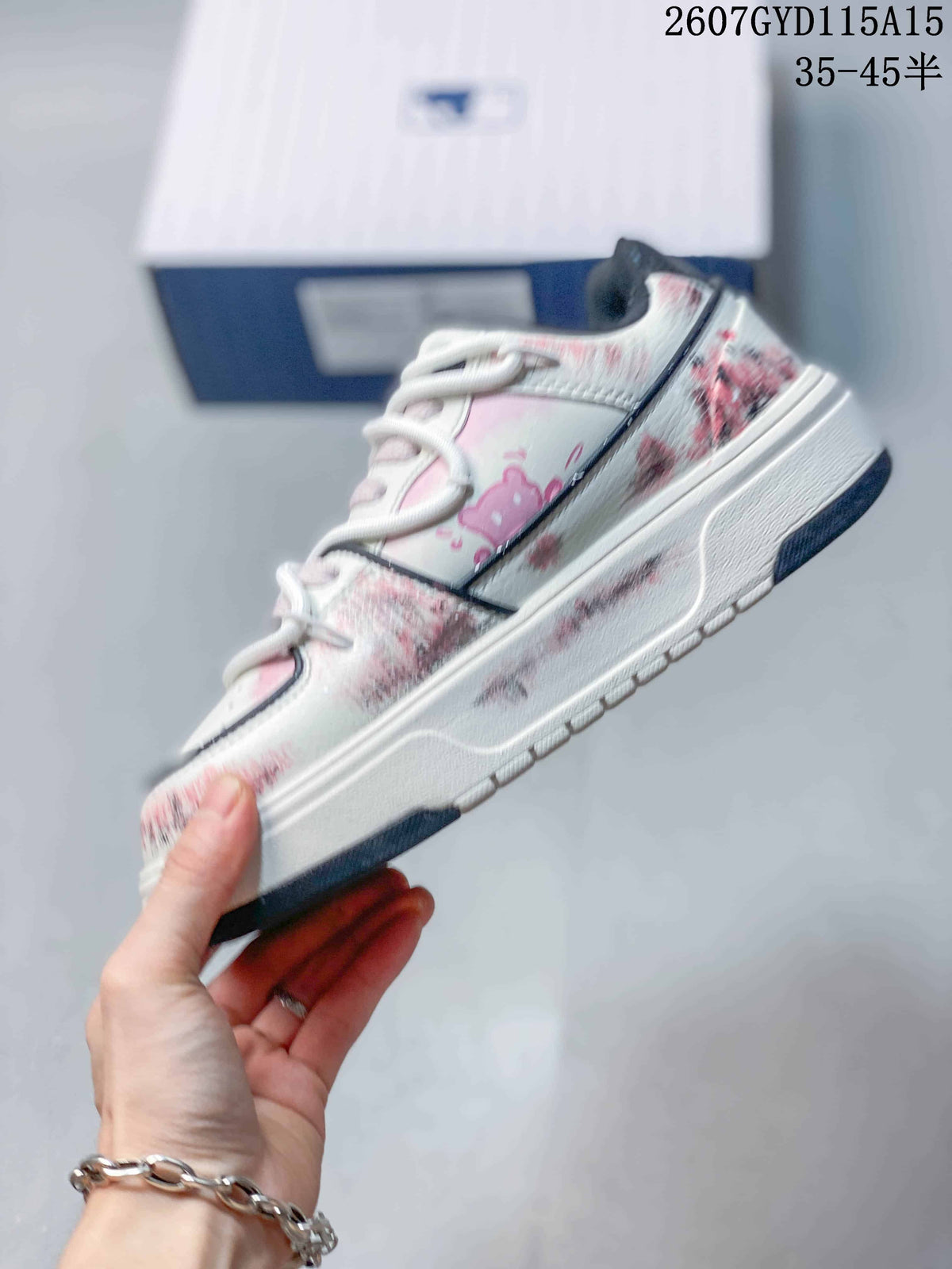 MLB NY Graffiti Platform Sneakers Pink White 3ASXCA12N