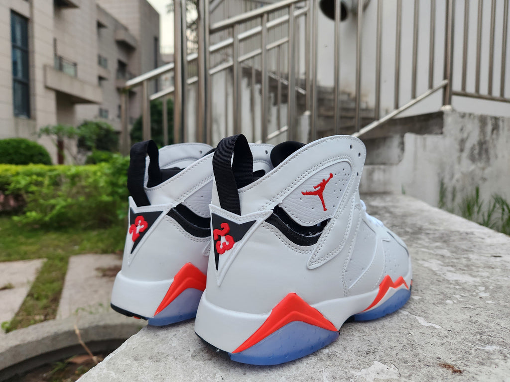 Jordan 7 White and Red High-Top Sneakers