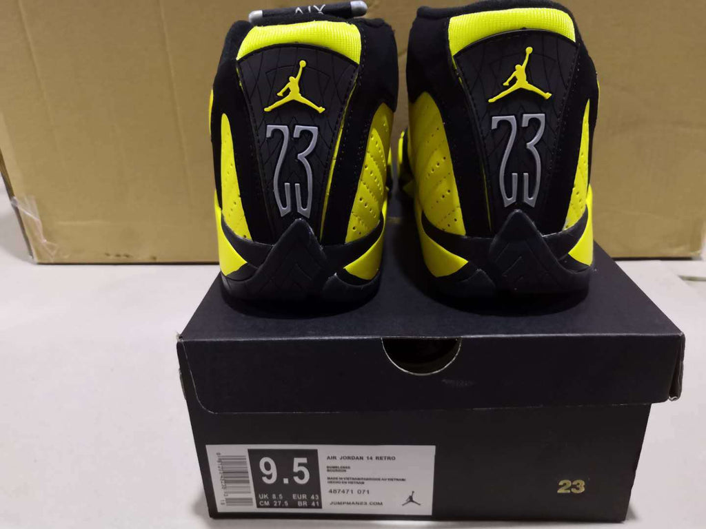 Jordan 14 Retro Black and Yellow High-Top Sneakers