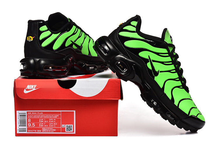 Nike Air Max Plus Black and Volt Green Sneakers
