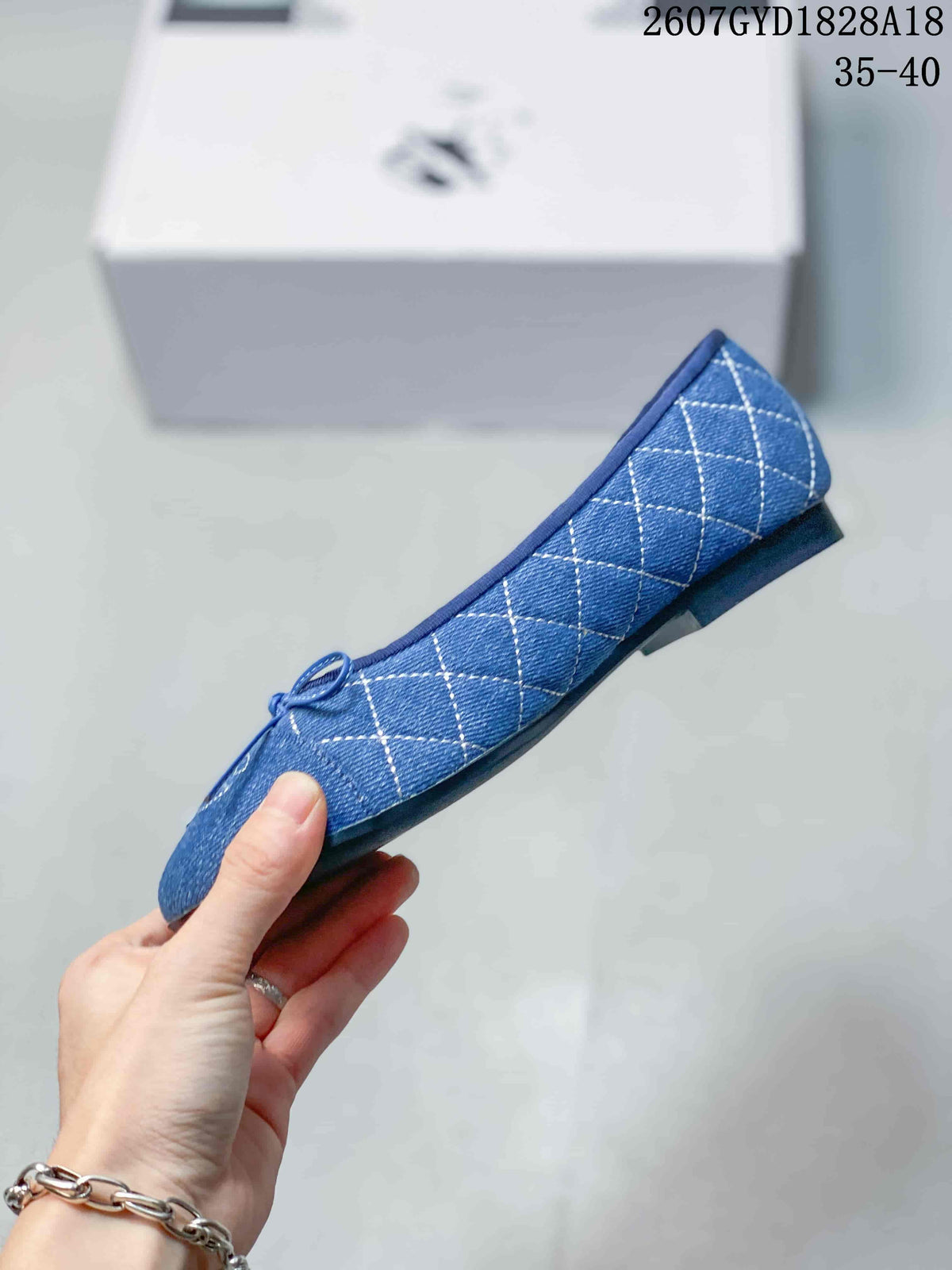Chanel 26P Blue Quilted Denim Ballet Flats 2607GYD1828A18