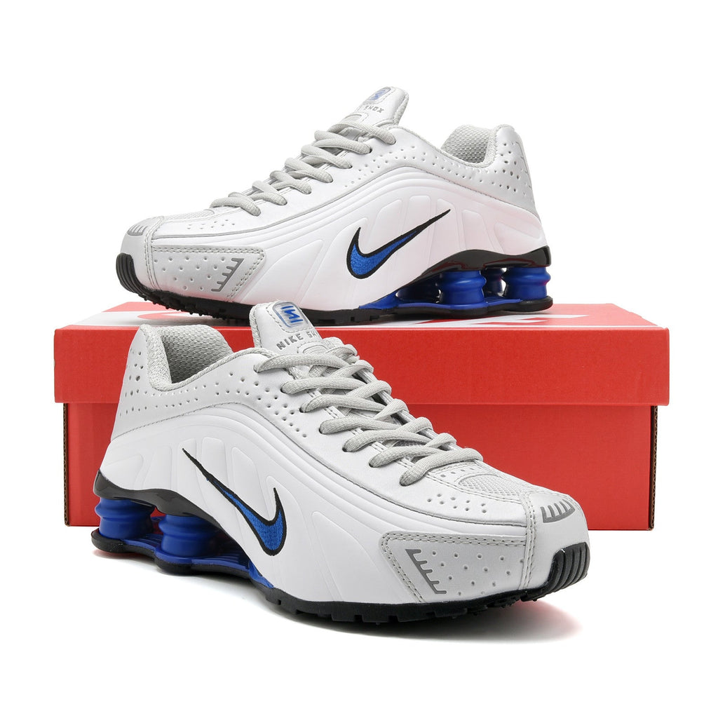 Nike Shox R4 White and Blue Sneakers