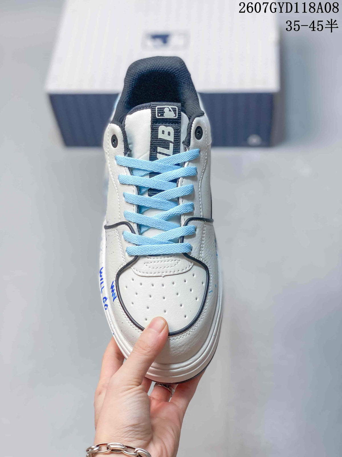 MLB Big Ball Chunky Canvas Hi Sneakers White Blue 2607GYD118A08