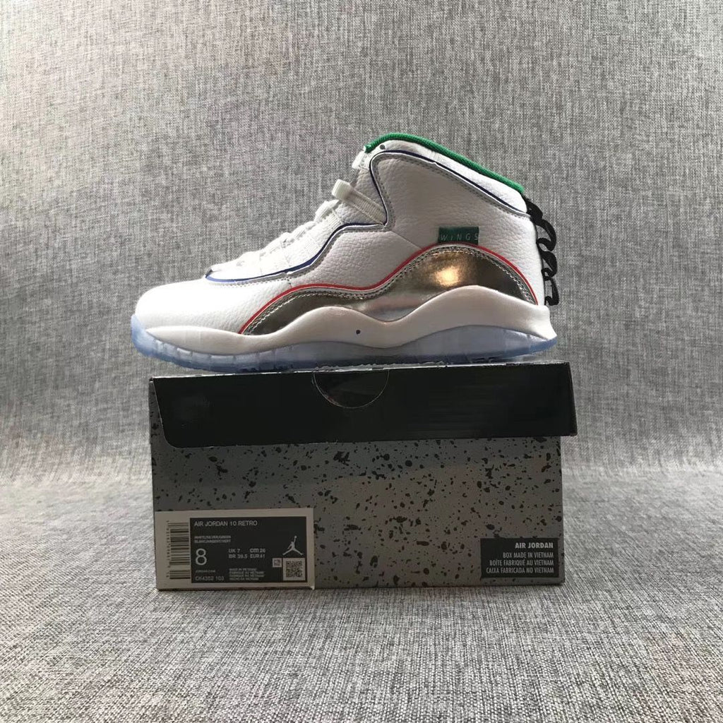 Air Jordan 10 Retro Wings White Multicolor Sneakers