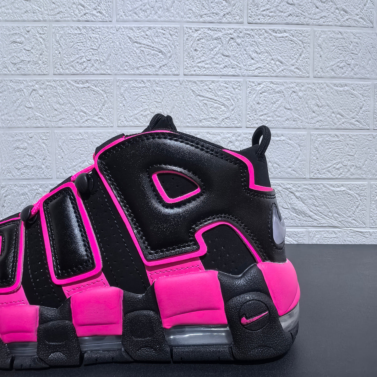 Nike Air More Uptempo Black and Pink Sneakers