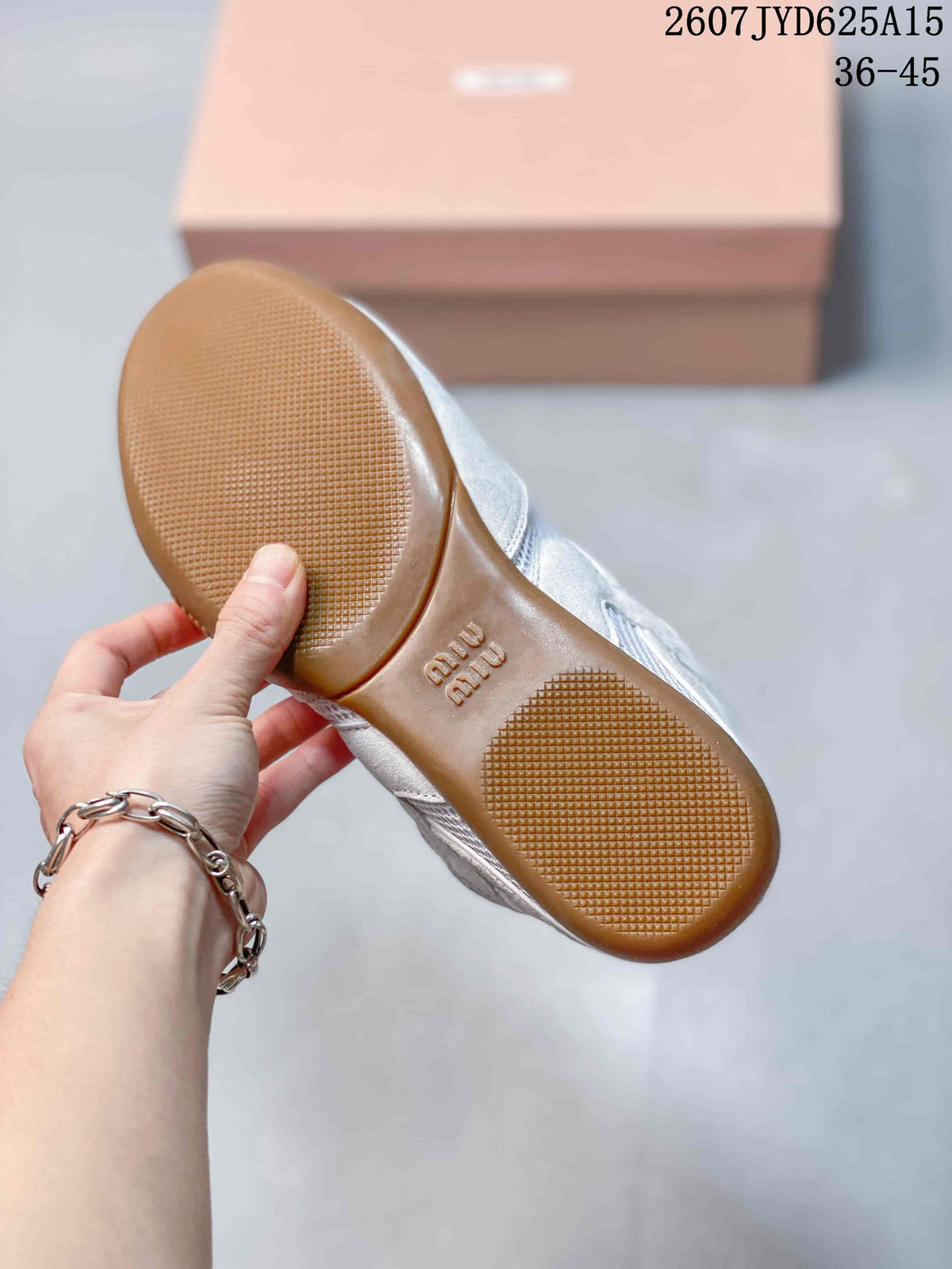 Miu Miu Gymnasium Low-Top Sneakers White Grey Gum Sole