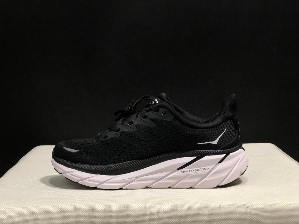 HOKA Clifton 8 Running Shoes, Black and White