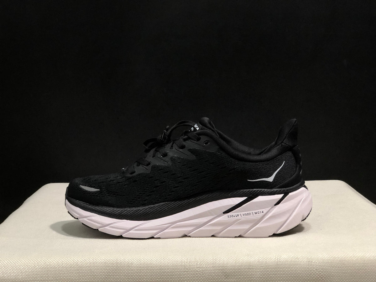 HOKA Clifton 8 Running Shoes, Black and White