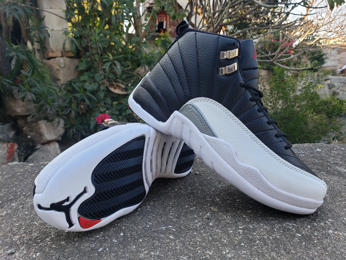 Jordan 12 Retro Playoffs Black and White High-Top Sneakers