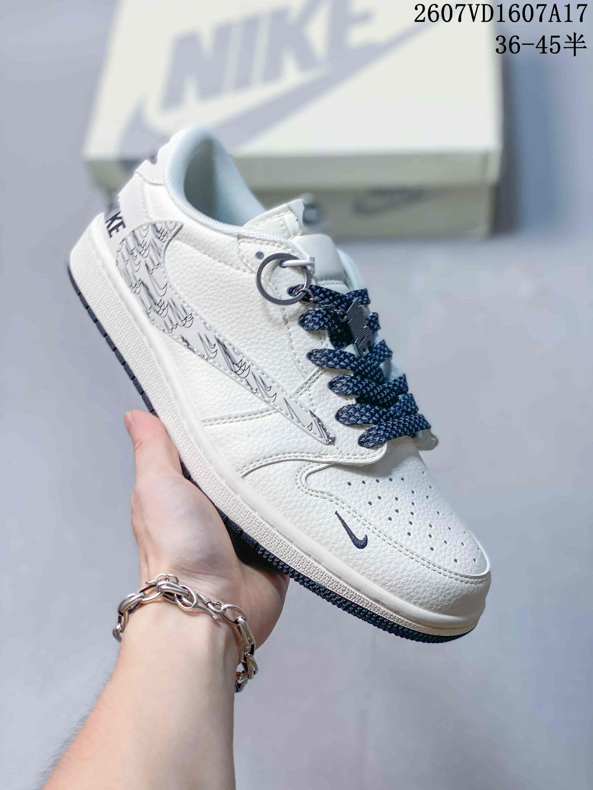 Travis Scott x Jordan 1 Low Sneakers White Black 2607VD1607A17