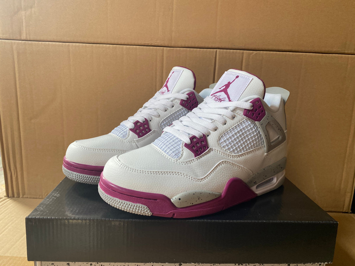 Jordan 4 Retro Sneakers in White and Burgundy
