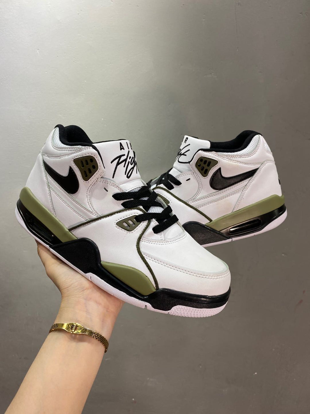 Nike Air Flight 89 Sneakers White Olive Green